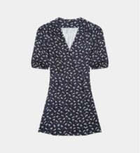 Robe portefeuille courte Rampa imprimée Bleu Maje