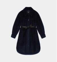 Manteau long Gali effet fourrure Bleu Maje