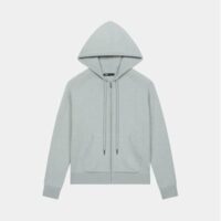 Sweat Maonette cachemire femme zippé capuche Gris Maje