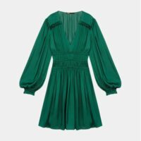 Robe courte Rianna satin Vert Maje