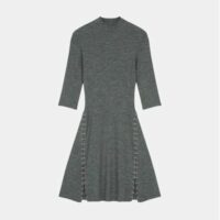 Robe courte Rolea maille côtelée Gris Maje