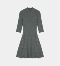 Robe courte Rolea maille côtelée Gris Maje