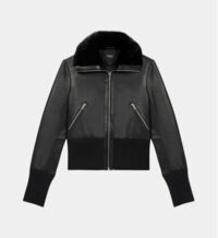 Blouson Bloma en cuir Noir Maje