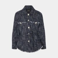 Veste Bilaga couture tweed coton bio Bleu Maje