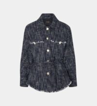 Veste Bilaga couture tweed coton bio Bleu Maje