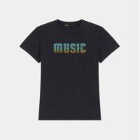 T-shirt droit Timbale message perles Noir Maje