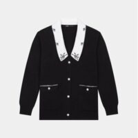 Cardigan Marianny laine col brodé Noir Maje