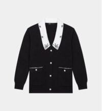 Cardigan Marianny laine col brodé Noir Maje