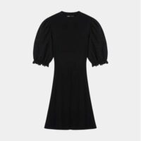 Robe en maille Roxetty manches guipure Noir Maje