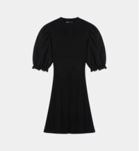 Robe en maille Roxetty manches guipure Noir Maje