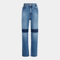 Jean droit taille haute patchs genoux Bleu Sandro