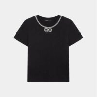 T-shirt droit Topala col strass Noir Maje