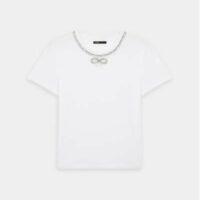 T-shirt droit Topala col strass Blanc Maje