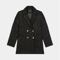 Veste droite Venatelli mi-longue Noir Maje