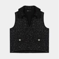 Top droit Lenatelli court Noir Maje