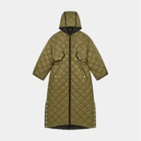 Manteau réversible Ganzon à capuche long Vert Maje