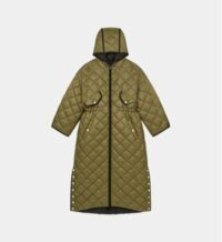 Manteau réversible Ganzon à capuche long Vert Maje