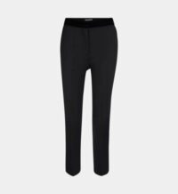 Pantalon à pinces cigarette taille velours Noir Sandro