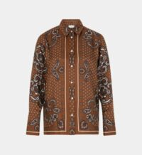 Chemise droite paisley soie Marron Sandro