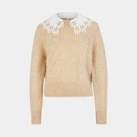 Pull 2 en 1 col dentelle Beige Sandro