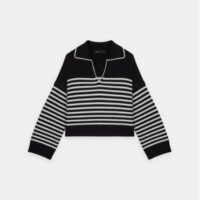 Pull Marinière rayé cachemire femme Noir Maje