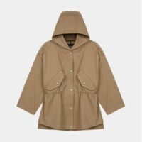 Manteau ample à capuche Gangzyum mi-long Beige Maje