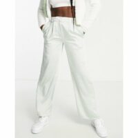 Pantalon d'ensemble large en satin mat - Gris minéral-Vert Pimkie