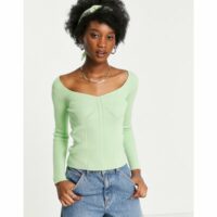 Top style corset à encolure cœur - Vert Pimkie