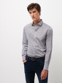 Chemise extraslim en popeline stretch Bleu Devred 1902