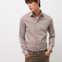 Chemise extraslim en popeline stretch Marron Devred 1902