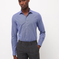 Chemise slim en jacquard  faux unie Bleu Devred 1902