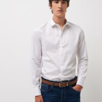 Chemise slim en popeline à pois Blanc Devred 1902