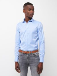 Chemise extraslim unie Bleu Devred 1902