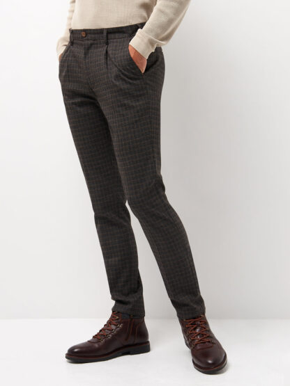 Pantalon coordonnable slim à carreaux Marron Devred 1902