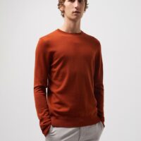 Pull col rond en laine mérinos Orange Devred 1902