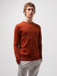 Pull col rond en laine mérinos Orange Devred 1902