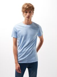 Tee shirt col rond chiné Bleu Devred 1902