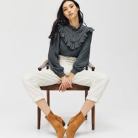 Blouse à plastron volantée Promod