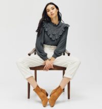 Blouse à plastron volantée Promod