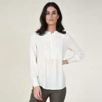 Blouse plastron dentelle