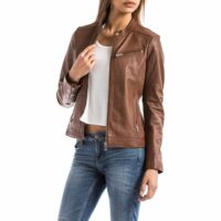 Blouson en cuir col motard LIKA Le Temps Des Cerises