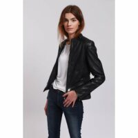 Blouson en cuir col rond LATCHIMY Le Temps Des Cerises