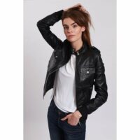 Blouson en cuir style biker LEIRE Le Temps Des Cerises