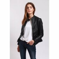 Blouson en cuir style motard LIEN Le Temps Des Cerises