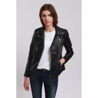 Blouson en cuir véritable style perfecto LADY Le Temps Des Cerises