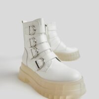 Bottines Plateforme Boucles Femme 37 Blanc Bershka