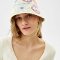 Chapeau Bob Maille Yin Et Yang Femme Blanc Cassé Bershka