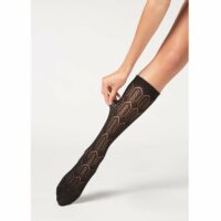 Chaussettes  longues opaques longueur 3/4 à motifs ajourés Camaïeu