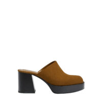 Chaussures à Talon Type Sabot En Cuir Marron Pull&Bear