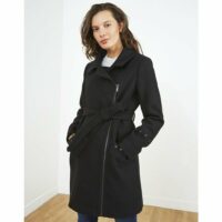 Manteau longueur genoux en aspect lainage uni Riu Paris